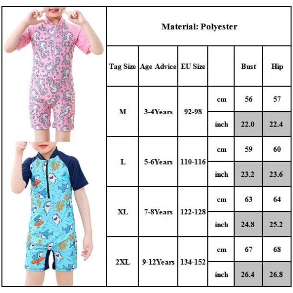 Barn flicka chic tecknad dragkedja sommar poolset #3 L