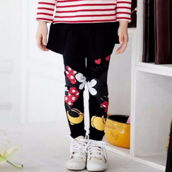 Tjej Musse Pigg Minnie Mouse Långbyxor Kjol Legging Black 120