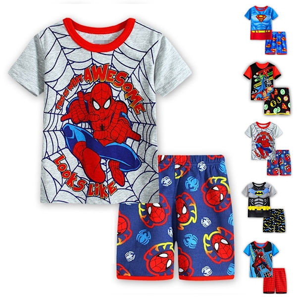 Barn Pojkar Flickor Tecknad Spider Man Pyjamas Kortärmad T-shirt Shorts Set Sommar Nattkläder Ålder 4-7 År #1 110cm