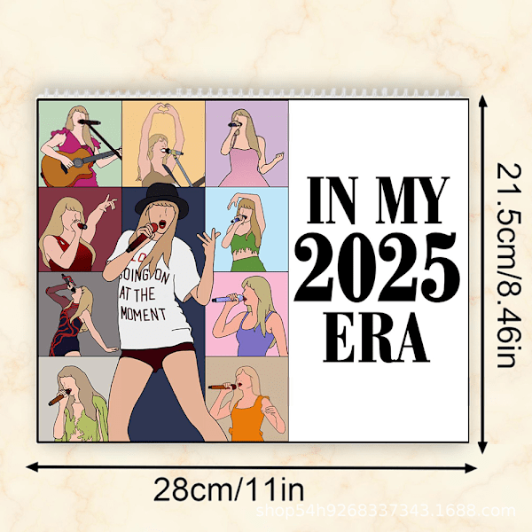 Taylor Swift Kalender 2025, 2025 TS Textkalender, Taylor Swift Textväggkalender, Handritad Kalender