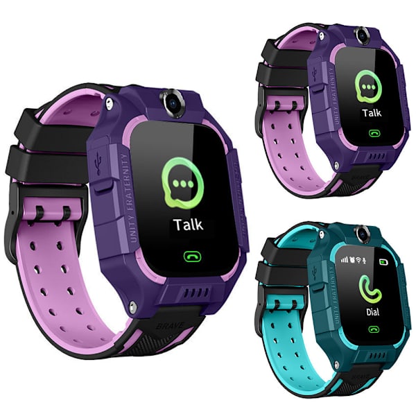 Børne Smartwatch Vandtæt Taleopkald Positionering Bevægelsessikkerhed Purple powder