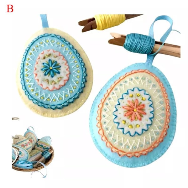 NYTT DIY Brodert Filt Påskeeggsett, Håndbrodert Ullfilt Håndverksett B