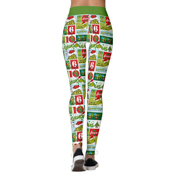 Dam Grinch Högmidjade Jul Leggings Yoga Tight Julgåva C L