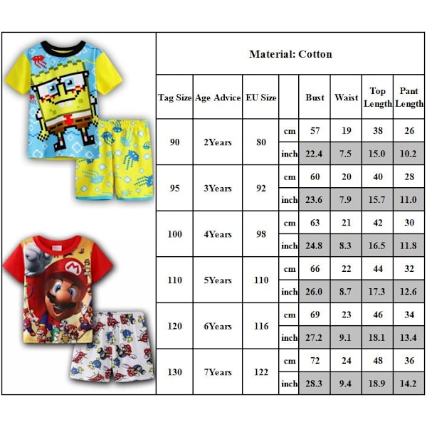 Tecknade Pojkar Pyjamas Barn Pojkar Flickor 2st Set Kortärmad Tryck Toppar+ Shorts Tryckta Kläder Pyjamas & Vardagskläder Barnpresent #3 95cm