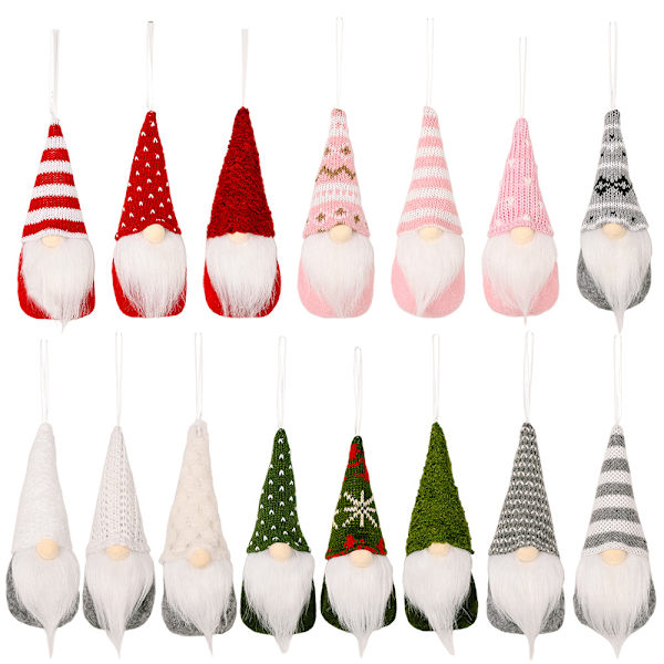 3 st julgranshängande tomtenissar i plysch, juldekorationer grey 3pcs