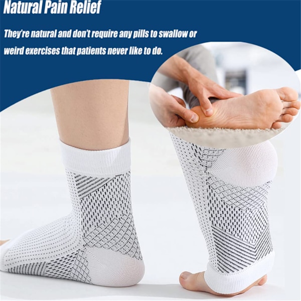 1 Par Plantar Fasciit Strumpor Ankelstöd för Kvinnor Män white S/M