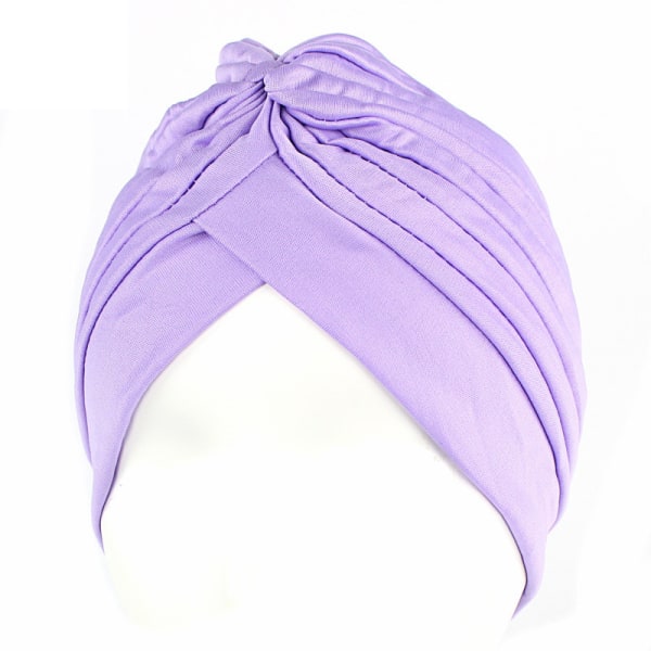 Kvinnor Baby Turban Chemo Cap Hår Wrap Hat Bandana Light Purple