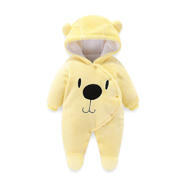 Bodysuit för pojkar och flickor Nyfödd Hooded Jumpsuit Julklapp yellow 3M