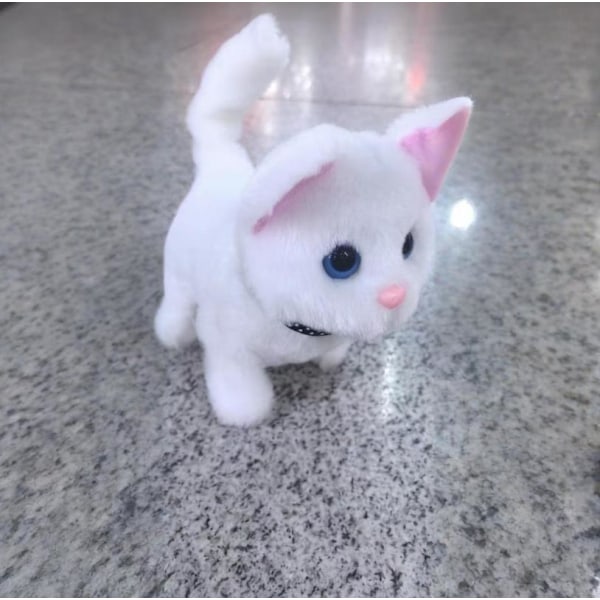 Min Realistiske Robotkatt, robotkatt som oppfører seg som en ekte katt, realistisk halevifting og gående kjæledyr for voksne eiere White