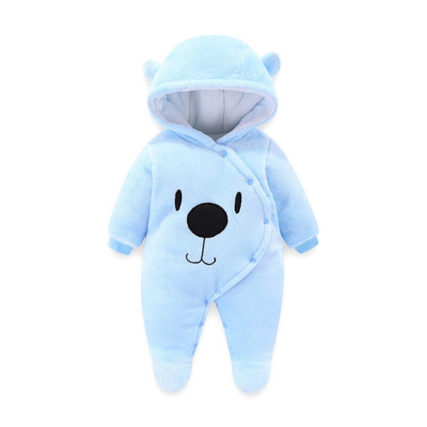 Bodysuit för pojkar och flickor Nyfödd Hooded Jumpsuit Julklapp blue 9M