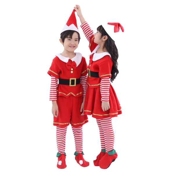 Barn Flickor Pojkar Jultomtekostymer Tomteklänning Outfit Vinter Boy 120cm