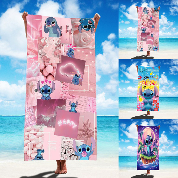 Lilo & Stitch Svært Absorberende Mikrofiber Strandhåndklær Badehåndkle Disney Anime Badehåndklær Barne Tegneserie Strandhåndkle A 75*150CM