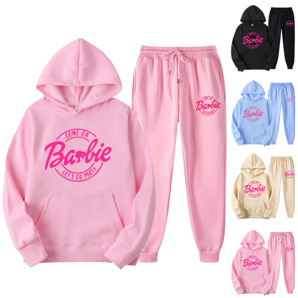 Dam Herr Barbie Hoodie+byxor Outfit Sweatshirt Byxor Set pink 3XL