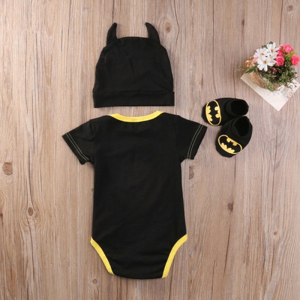 Baby Boy Romper Batman klädskor Hat Outift Set Short Sleeve 90