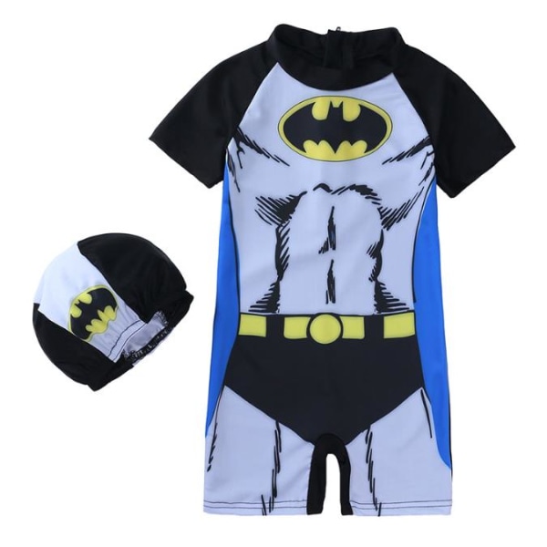 Barn Pojkar Spiderman Batman One Piece Surf Sun Suit Sim Beach Simdräkt & Cap Bat L