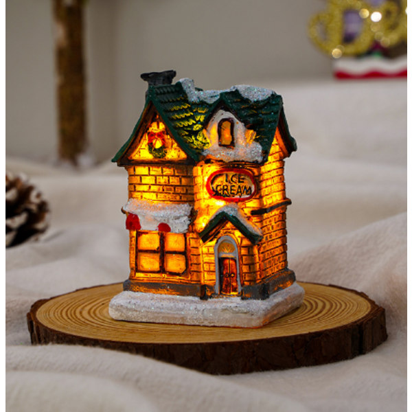 Julscenhus LED Varm Ljus Miniatyr By Dekoration G