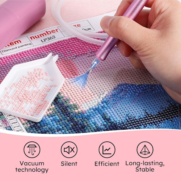 DIY Hantverk Vakuum Diamantmålningspennor Kit för Diamantkonst Tillbehör Verktyg Purple