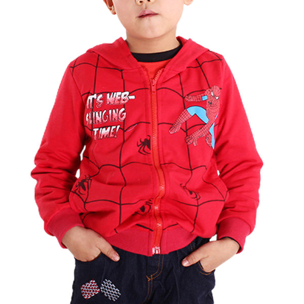 Spiderman Jacka Zipper Hoodies Kappa för barn med Pocket Winter 110cm