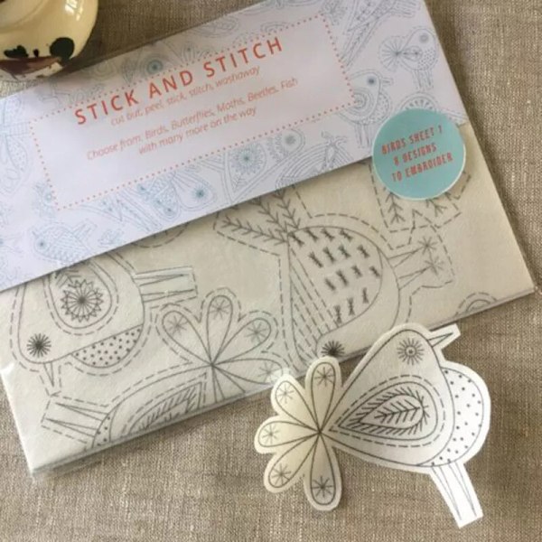 Vattenlösliga broderiöverföringar, Stick and Stitch broderipapper som tvättas bort Bird 29.7x21cm