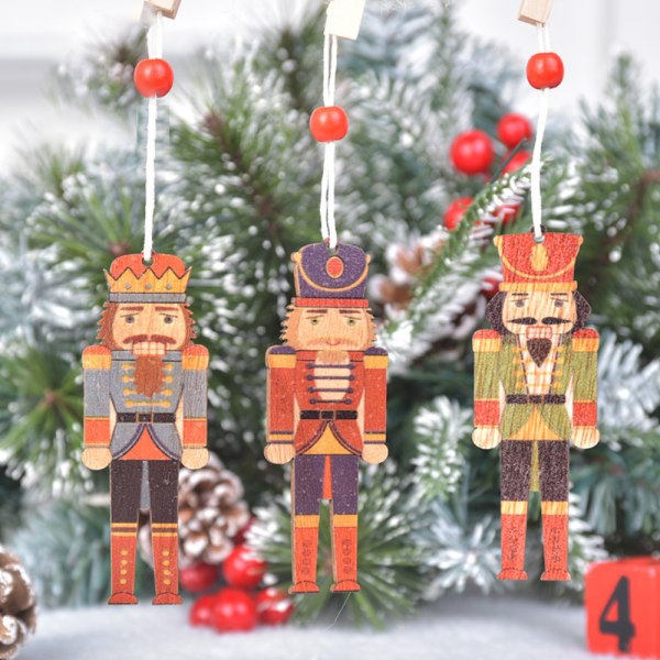 9 st Trä Nötknäppare Soldat Julgran Hängande Dekor Jul A 9PCS