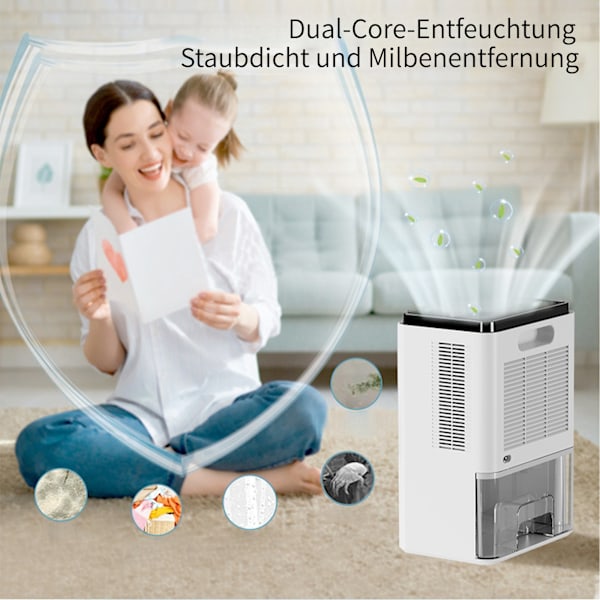 [Snabb Leverans] Luftavfuktare - 60W Intelligent Elektrisk Avfuktare - Med Avfrostnings- & Sovlägesfunktion, För Sovrum, Källare, Barnrum m.m.