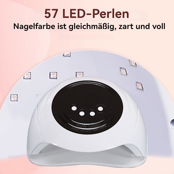 [Snabb Leverans] Snabbtorkande Nagellampa, med 3 Timers-LED Display och Auto Sensor-268W- 57st Lamppärlor, UV Lampa Naglar- för Nybörjare & Professionella