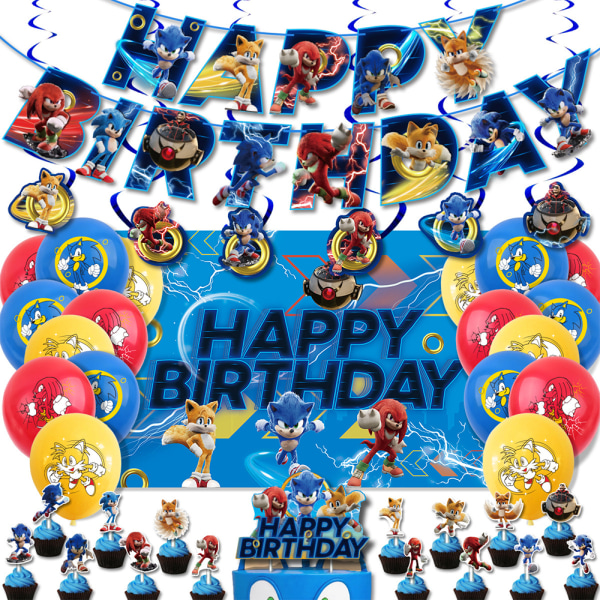Set med Sonic The Hedgehog-tema för födelsedag