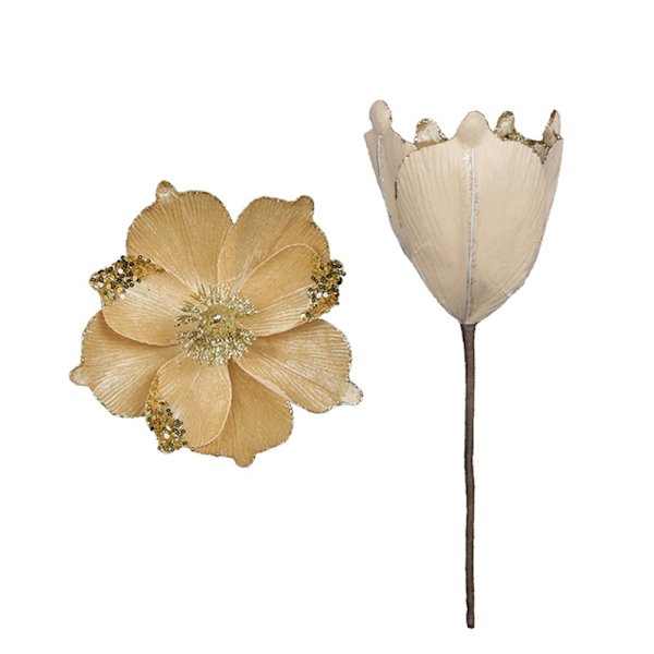 Stora Glittrande Julblommor Konstgjorda Vikbara Julgransblommor Dekoration Julgran Nyårsfest Bröllopsdekoration Gold