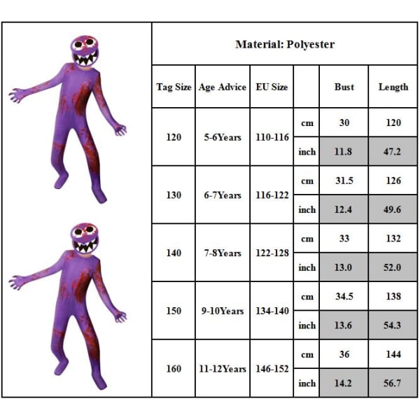 Rainbowfriend Halloween Kids Cosplay Purple Masquerade Customes 120