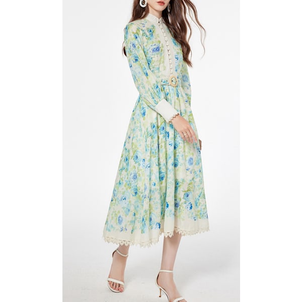 RAIE BILLOW ÆRME MIDI KJOLE Green 2XL