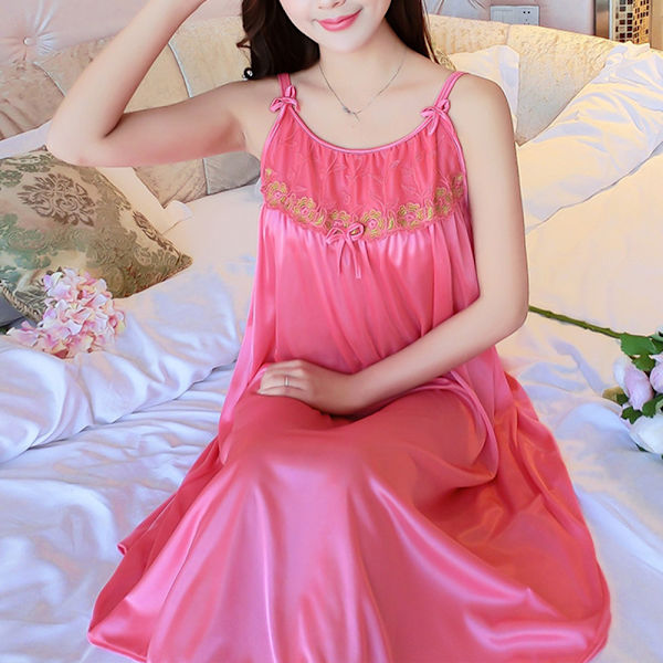 Damnattlinne Klänning Nattkläder Justerbar Spaghetti Rem Lingerie Sexig Nattkläder Watermelon red