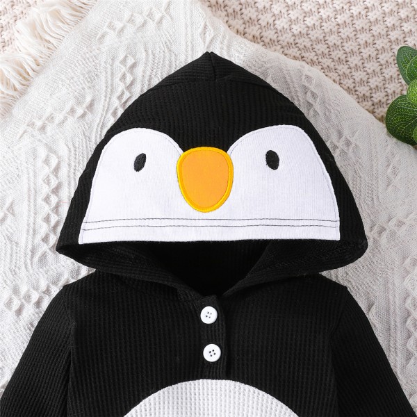 Pingvin Pojkar och Flickor Bodysuit Nyfödd Hooded Jumpsuit Julklapp 9-12M