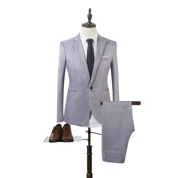 Herr Business Slim Blazer Kostym Smoking Jacka Långbyxor Formell White 3XL