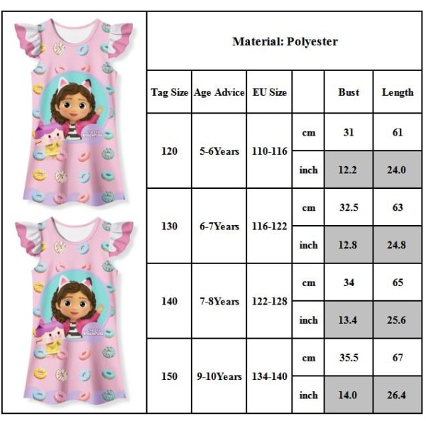 Flickor Encanto Mirabel Sovkläder Klänning Barn Pyjamas Nattklänning Nattkläder Princess Pjs 5-10Y 120cm