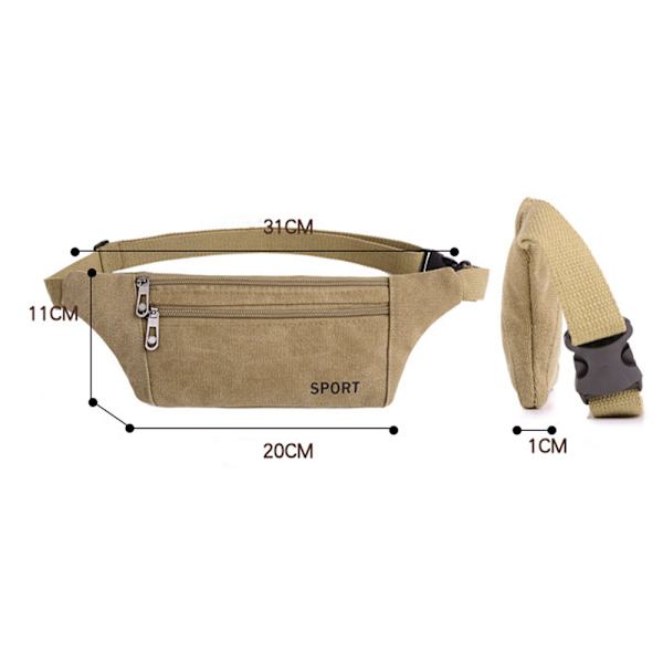 Herrar midjeväska avslappnad sport bröstväska canvas axelväska khaki