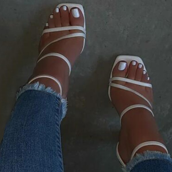 2020 Kvinnor högklackade sandaler med spetsbandage Brown 41
