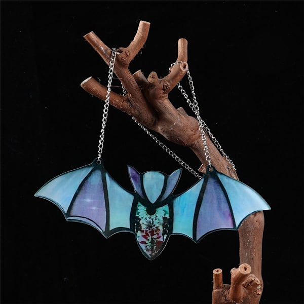 Halloween Flagermus Glasmaleri Solfanger Vindue Hængende Akryl Vægkunst Dekorationer C 20*9cm