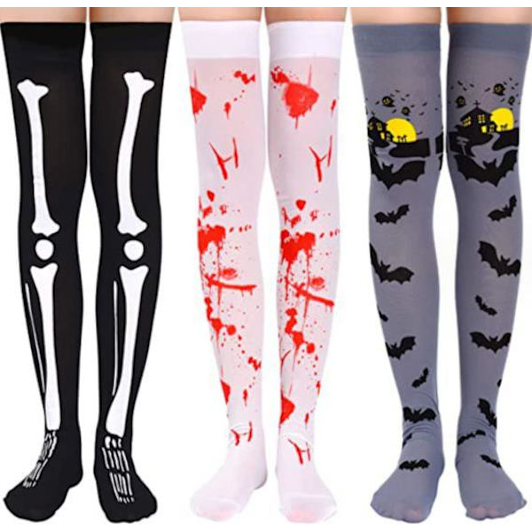 3 Par Halloweenstrumpor Höga Strumpor Cosplay Festivaldräkt C