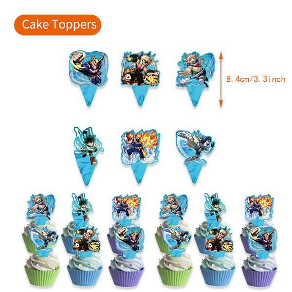 My Hero Academia Bursdagsdekorasjoner Kaketopp Dekor Festutstyr Kit Sett
