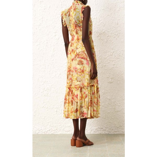 MATCHMAKER FLUTTER MIDI KJOLE Yellow XL