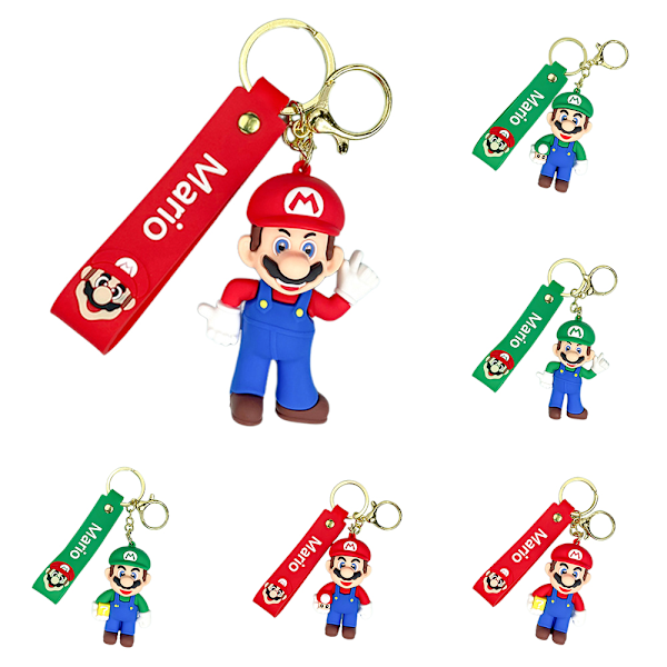 Super Mario Brothers Nyckelring - Cartoon Anime Mario Nyckelring Hänge Väska Charm Julklappar För Vuxna Barn Fans D
