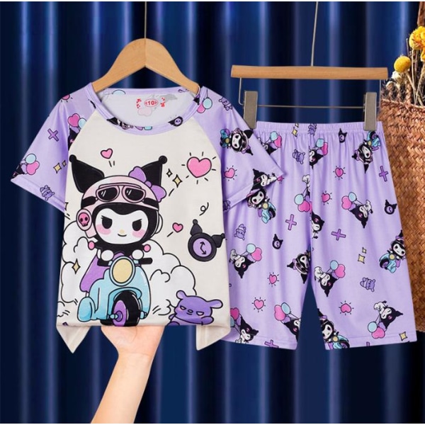 Sanrio Pyjamas för Flickor Kortärmad T-Shirt Shorts Set Sommar Nattkläder Ålder 4-12 År #3 7-9Years