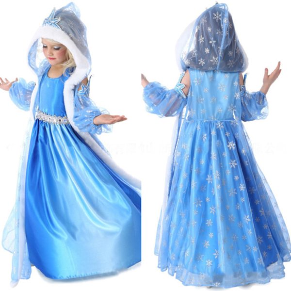 Flickor Frozen Prinsessa Cape Kappa Kostymer Klänning Style 1 110