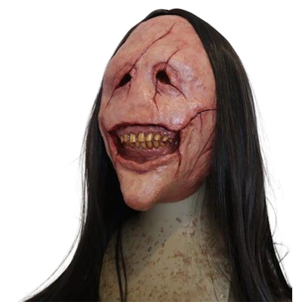 Skräckmask i Röd Ansiktsdemon Kostym Halloween Läskig Cosplay
