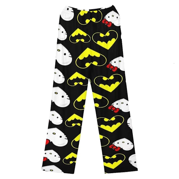 Anime Cartoon Pyjamasbyxor för Kvinnor och Flickor - Söta Kattmönster, Mjuka och Bekväma Loungebyxor, Sömnkläder A 2XL