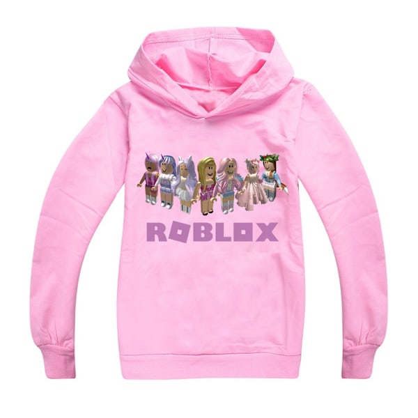 Pojkar Flickor Roblox Hoodie Tröja Pullover Vinterpresent Pink 140cm