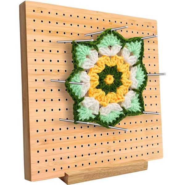 7,7\" Virkningsbräda för Blockning, Bambu Granny Square Blockningsbräda för Stick- och Virkningsprojekt, Blockningsmattor för Virkningstillbehör 7.7 inches