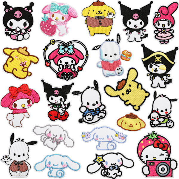 Sanrio 21 st Cartoon Applikationer Sy På Stryk På Broderi Märken för Kläder 21PCS