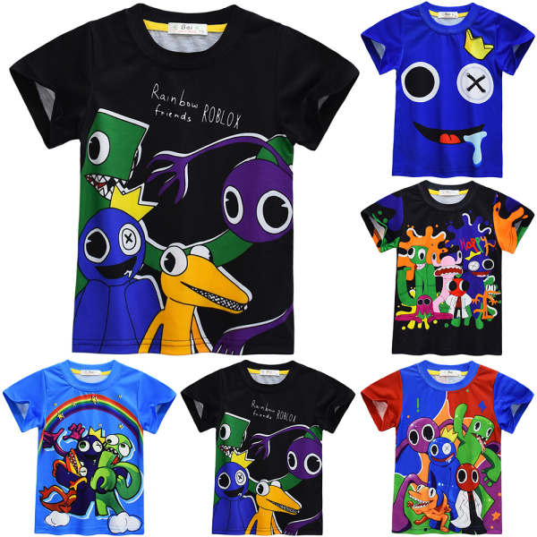 3D Rainbow friends Summer Kids kortärmad grafisk T-shirt D 150cm