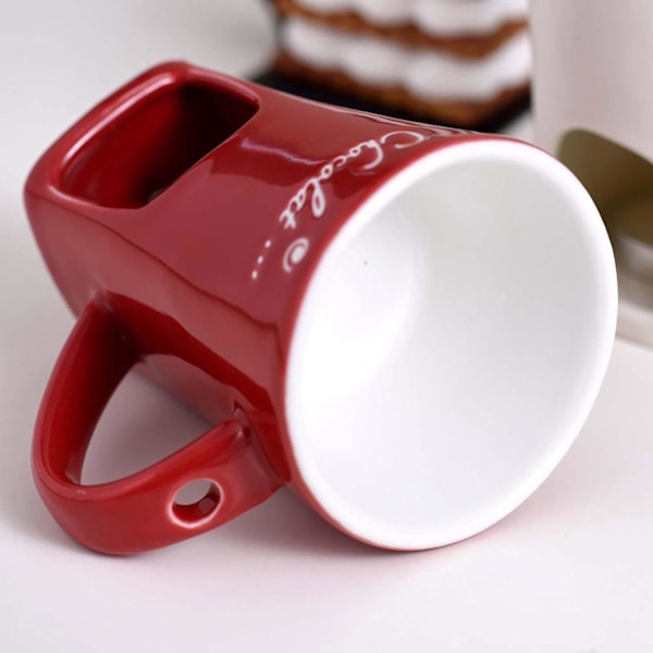 Choklad Fondue Mugg med Fonduekopp och Gaffel, Perfekt för Dejtkvällar, Födelsedagar och Bröllopspresenter Red